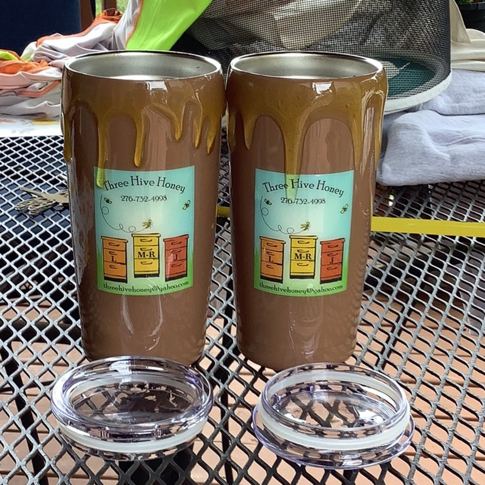Insulated Cups Bee Decor.  Initials